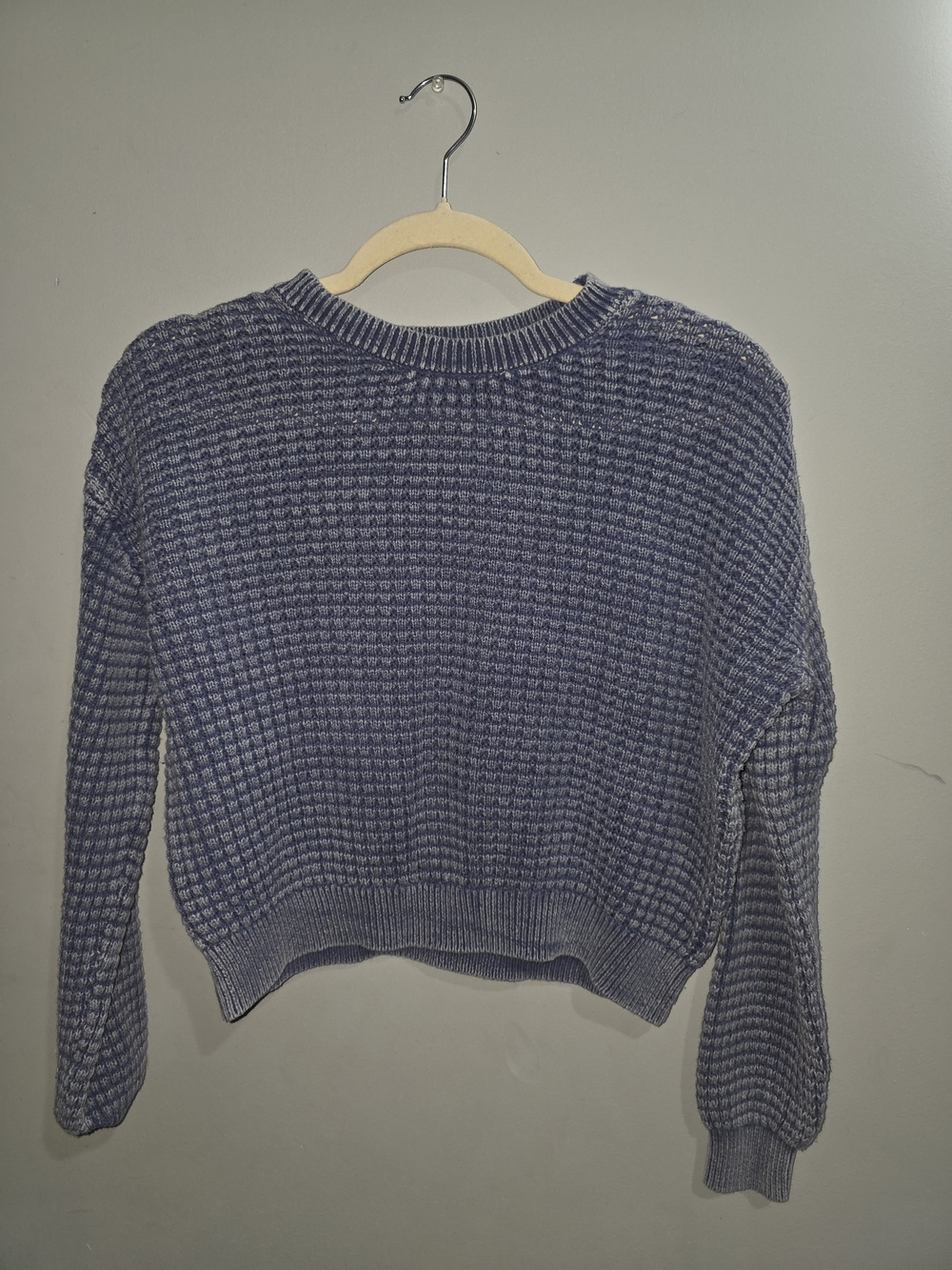 Cozy Cropped Knit Sweater - Lavender Blue-XS
